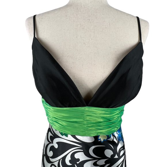 Stunning! Vintage JOVANI Black, Green, Blue Print Evening Gown Size 8 - Picture 14 of 15